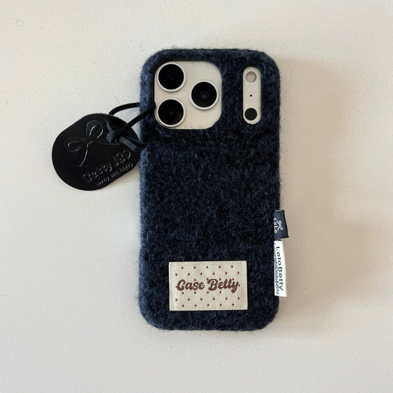 Solid Color Woolen Velvet Minimalist And Unique Tag Phone Case for IPhone