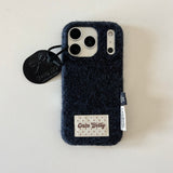 Solid Color Woolen Velvet Minimalist And Unique Tag Phone Case for IPhone