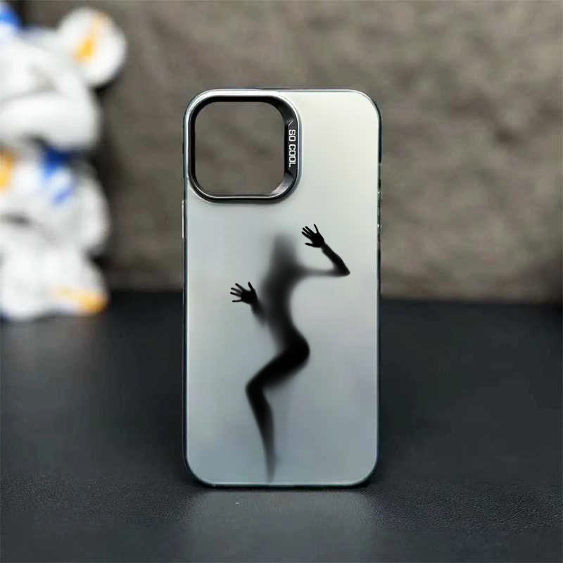 Black Phantom Hazy Sexy Girl Metal Frosted Creative Case For iPhone