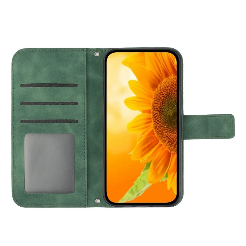 Wallet Flip Sunflower Leather Back Case for iPhone