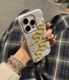 Simple personality three-dimensional golden snake Case for iPhone