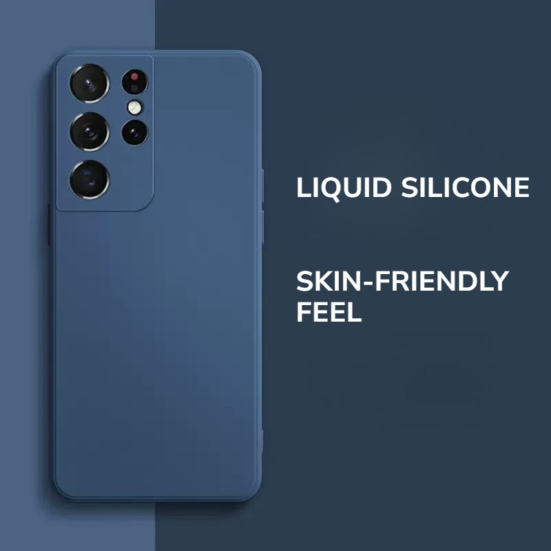 Liquid Silicone Full-Coverage Straight-Edge Shockproof Phone Case for Samsung