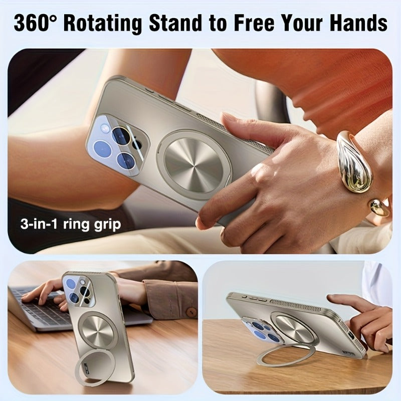 Ultra-thin Magnetic Shockproof with 360° Rotating Stand Lens Protection Case for iPhone