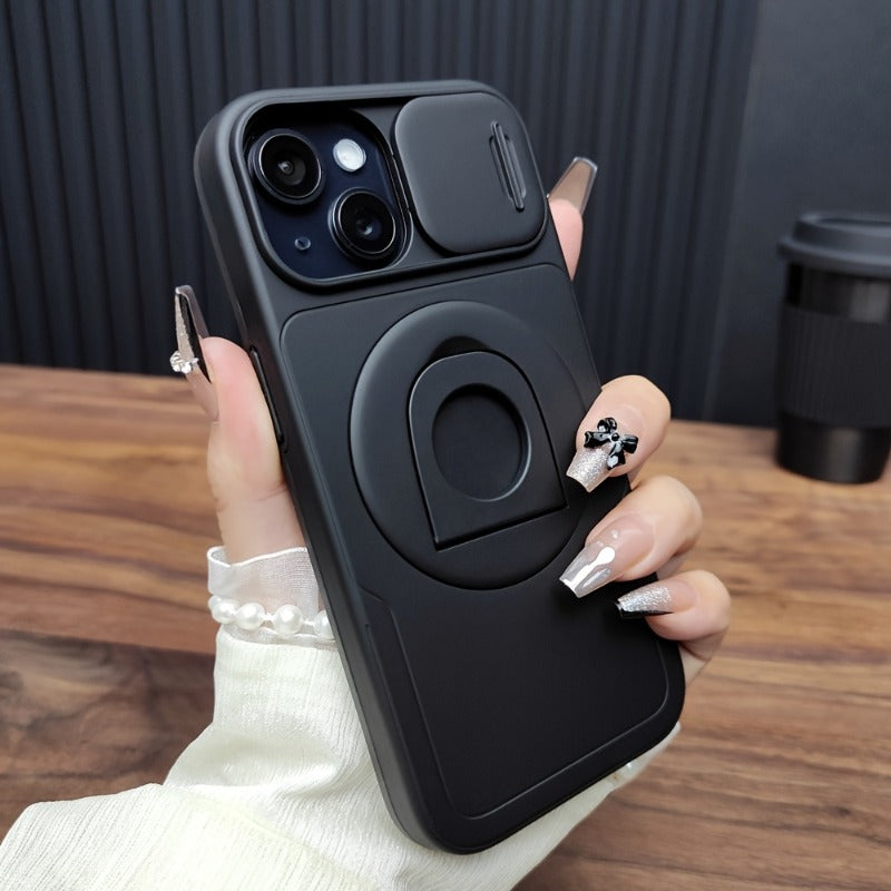 360° Rotating Invisible Bracket Charging Magnetic Case for iPhone
