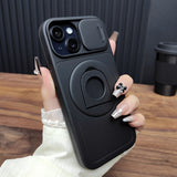 360° Rotating Invisible Bracket Charging Magnetic Case for iPhone