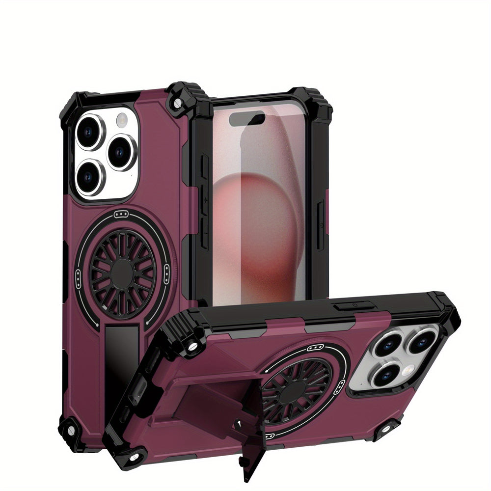 Anti-Drop Case with Stand  Fan Rotation Magnetic case for iPhone