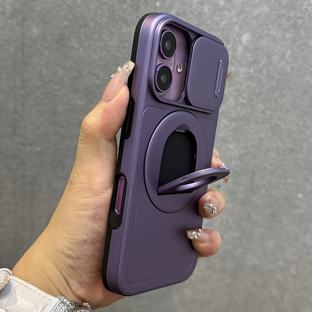360° Rotating Invisible Bracket Charging Magnetic Case for iPhone