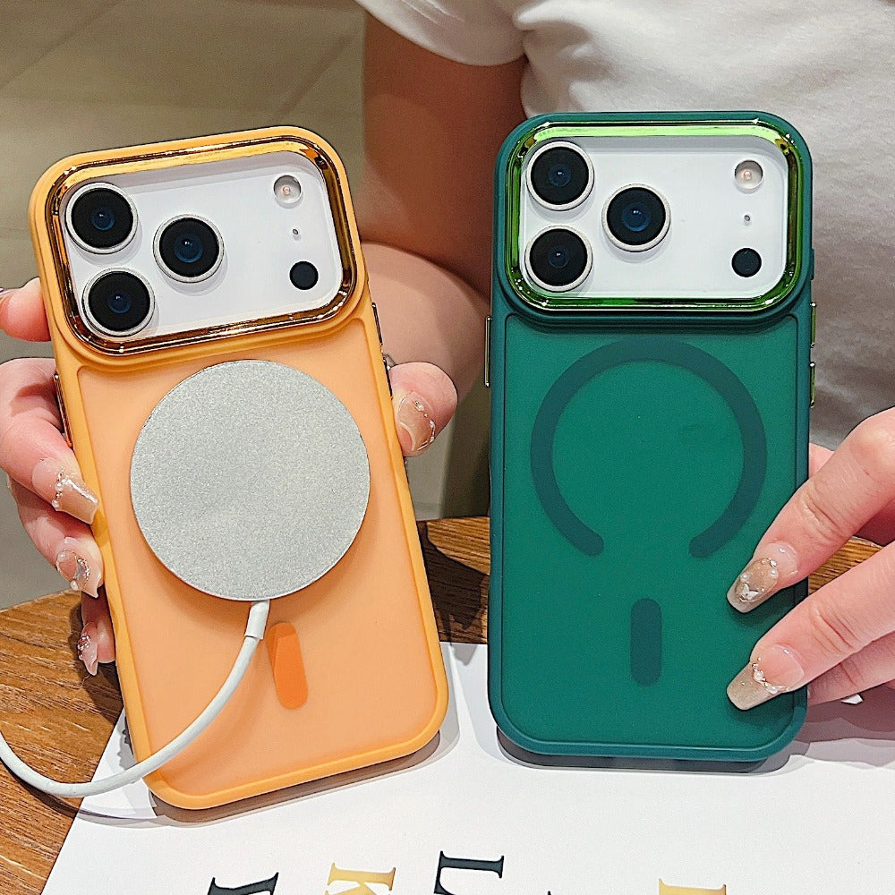Magnetic Wireless Charging Matte Shock Camera Case for iPhone