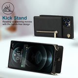 Stylish Leather Crossbody Zipper Back Cover Holder Wallet Card Holder Phone Case 3-In-1 for iphone