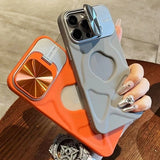Magsafe Flip Lens Bracket Silicone Stand Case For iPhone
