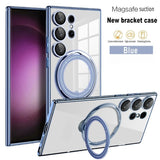 Bright Shield Series Electroplated Magnetic Stand Transparent Phone Case for Samsung