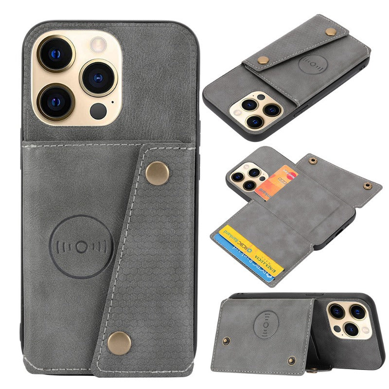 Stylish Multi-Functional Leather Card Holder, Wallet, and Phone Case (3-In-1) for IPhone