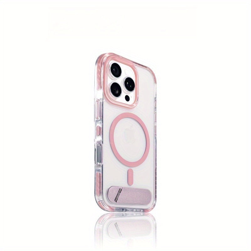 Fresh Green Clear Magnetic Stand Glossy Hard Shell Case For iPhone