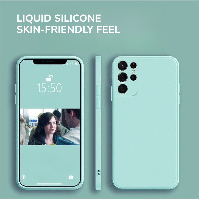 Liquid Silicone Full-Coverage Straight-Edge Shockproof Phone Case for Samsung