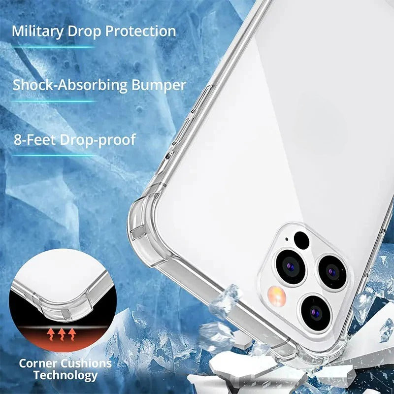 Thick Shockproof Silicone Clear Transparent Soft Phone Case for iPhone