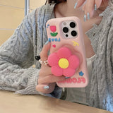 Cute 3D Floral Bracket Soft Silicone Flower Stand Holder Case  for iPhone