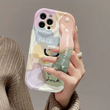 Oil painting smiley face strap Case for iPhone