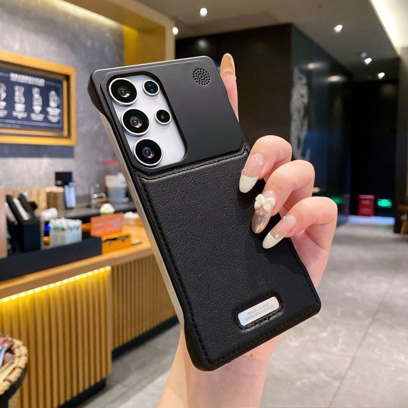 Leather Frameless Frosted Magnetic Business-Style Drop-Proof Phone Case for Samsung