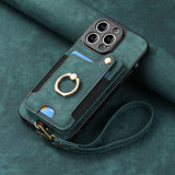 RFID Anti-theft Finger Ring Buckle Lanyard Multi-function Card Holder Phone Case for IPhone
