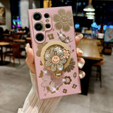 Rhinestone Butterfly And Flower Magnetic Phone Case for Samsung