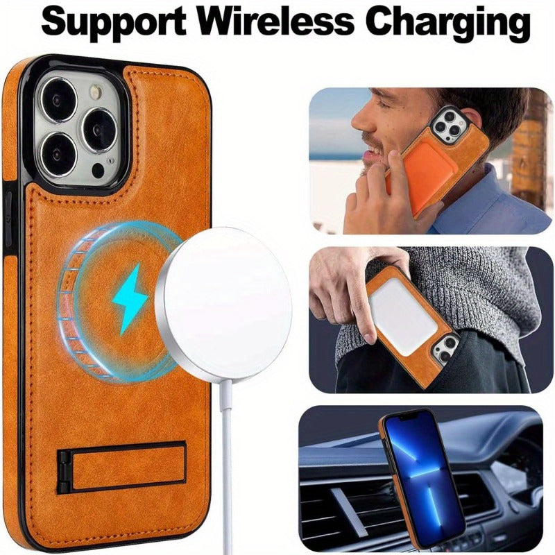 Leather Case with Hidden Stand Case for iPhone