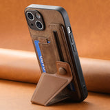 Multi-angle slide rail leather card holder protective Case for iPhone